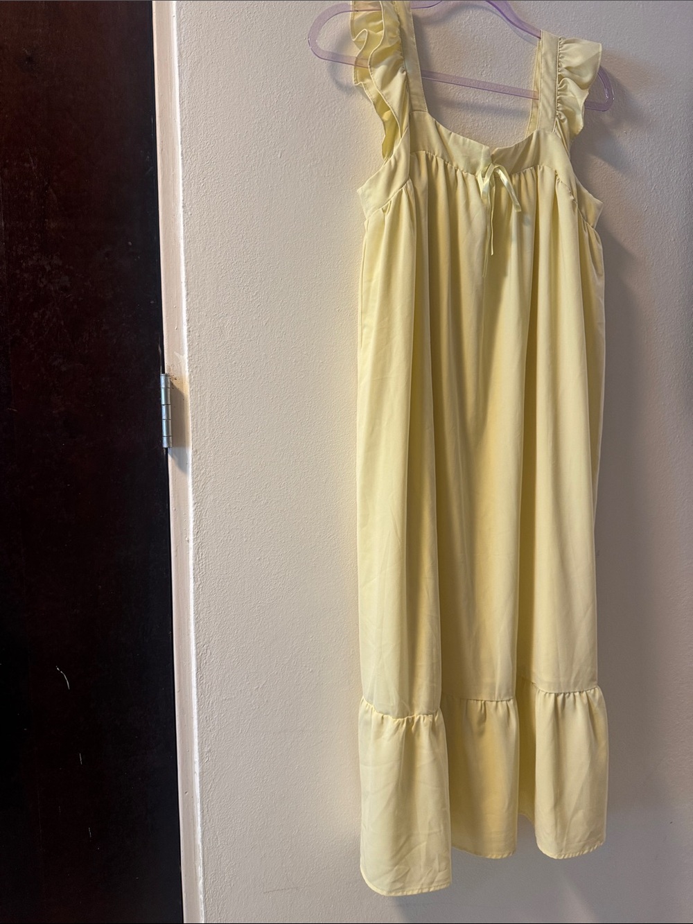 Sunny Ruffle Strap Midi Dress in Pale Yellow